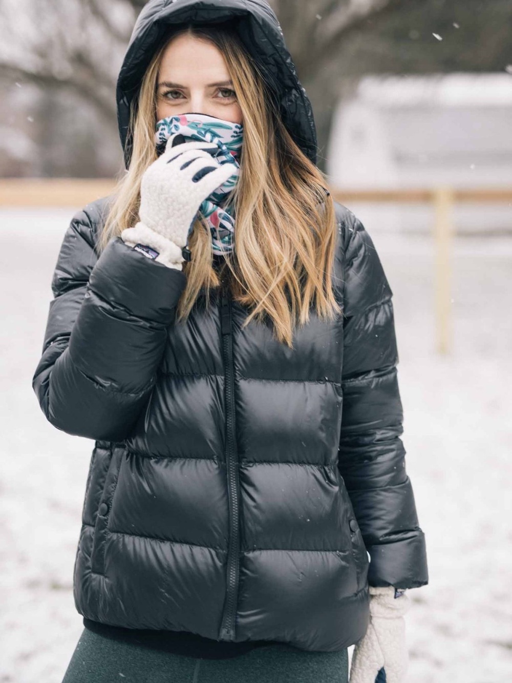 Patagonia Down Black Women's Puffer Jacket with Hood